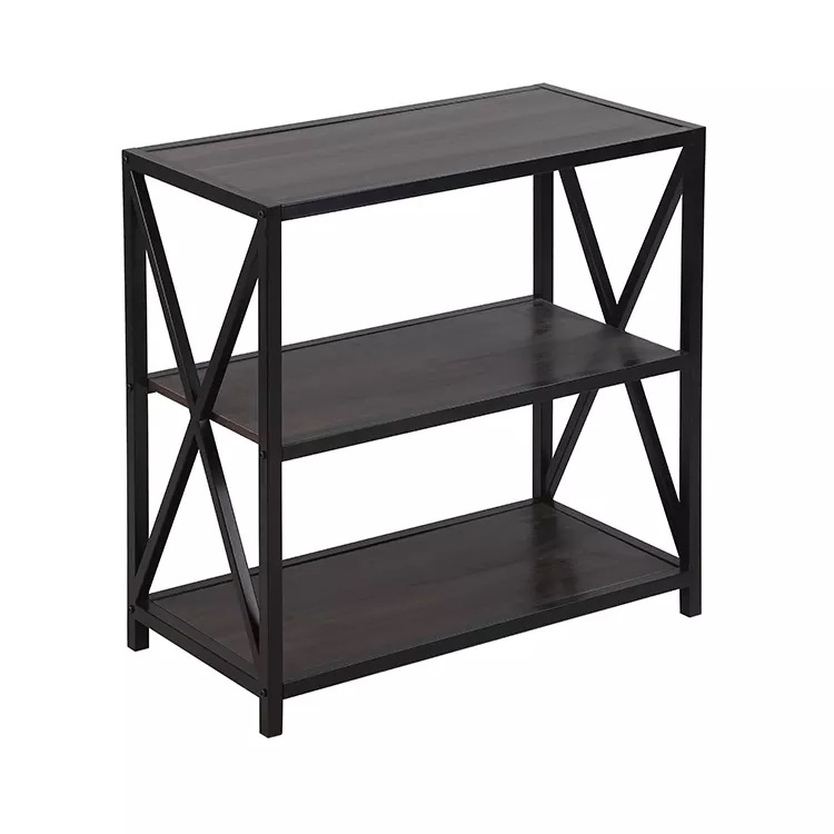Affordable Open Frame Durable And Stable Black Furniture Wooden Office Flat Pack Bookcase