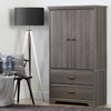 2-Door Armoire with Drawers, Gray Maple