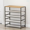 Living room furniture black 5-layer metal shoe stand wooden shoe cabinet entryway shoe storage rack
