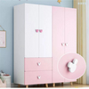 High quality large storage furniture pink color wooden baby bedroom wardrobes