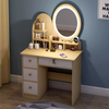 Modern MDF Vanity Mirror Dressing Table Mirror Make Up Makeup Table Wood Drawer Dresser Table with Round Mirror And Light