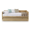 Mid-Century Modern Daybed Panel Headboard Solid Wood Slats Day Bed Twin Trundle Beds