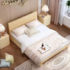 Hotel 2021 Modern Natural Design Single Frame Solid Bedroom Furniture Wooden Bed