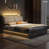 Bedroom Set Frame Double King Size Modern Luxury Wood Furniture Storage Bed with Light