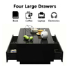 european style high glossy coffee table with 4 storage drawers