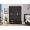 Wardrobe Armoire, With 1 Cabinet 1 Hidden Dresser- Black On The Left Side, A Two-door Cabinet with An Interior Hanging Rod