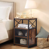 Modern End Bed Side Table with Storage Space Door Nightstands with Flip Drawers Night Stand for Livingroom Bedroom