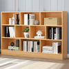 Simple design multifunctional wooden book shelf black and oak bookcase with cabinet for living room