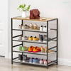 Living room furniture black 5-layer metal shoe stand wooden shoe cabinet entryway shoe storage rack