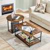 2 in 1 Unique Detachable Nesting Coffee Table Set of 2, Small Round and Rectangular Living Room Table Set, Industrial Modern Style Coffee Tables for Living Room