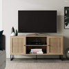 Modern TV Stand Entertainment Cabinet, Console with a Natural Wood Finish and Matte Accents with Storage Doors for Living Media Room