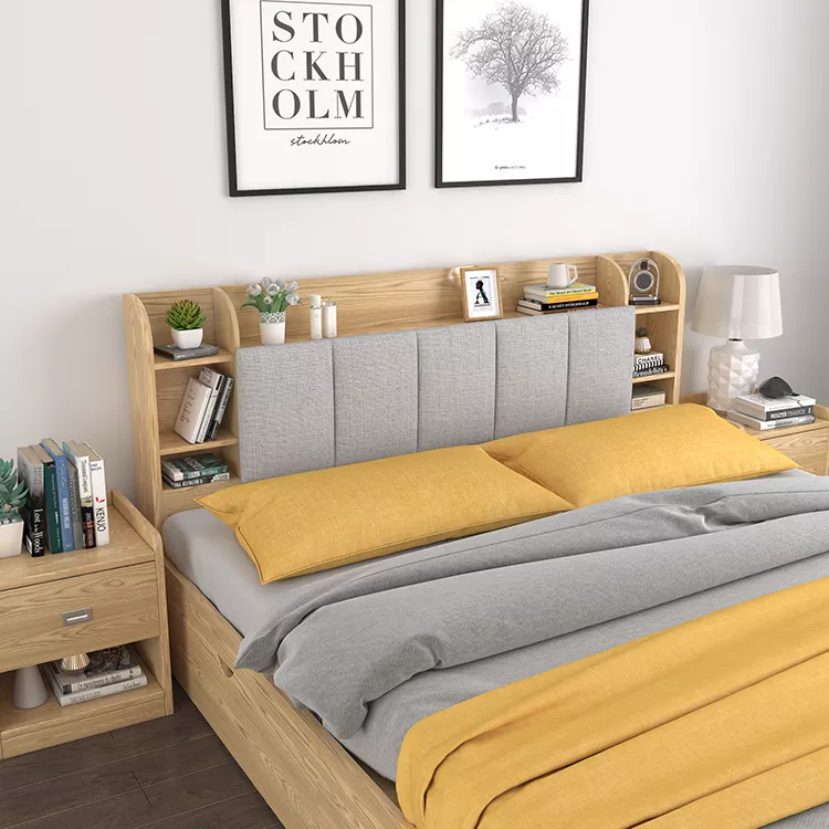 modern queen size wooden frame hydraulic lift storage bed with haeadboard and drawers wooden beds design bedroom furniture sets