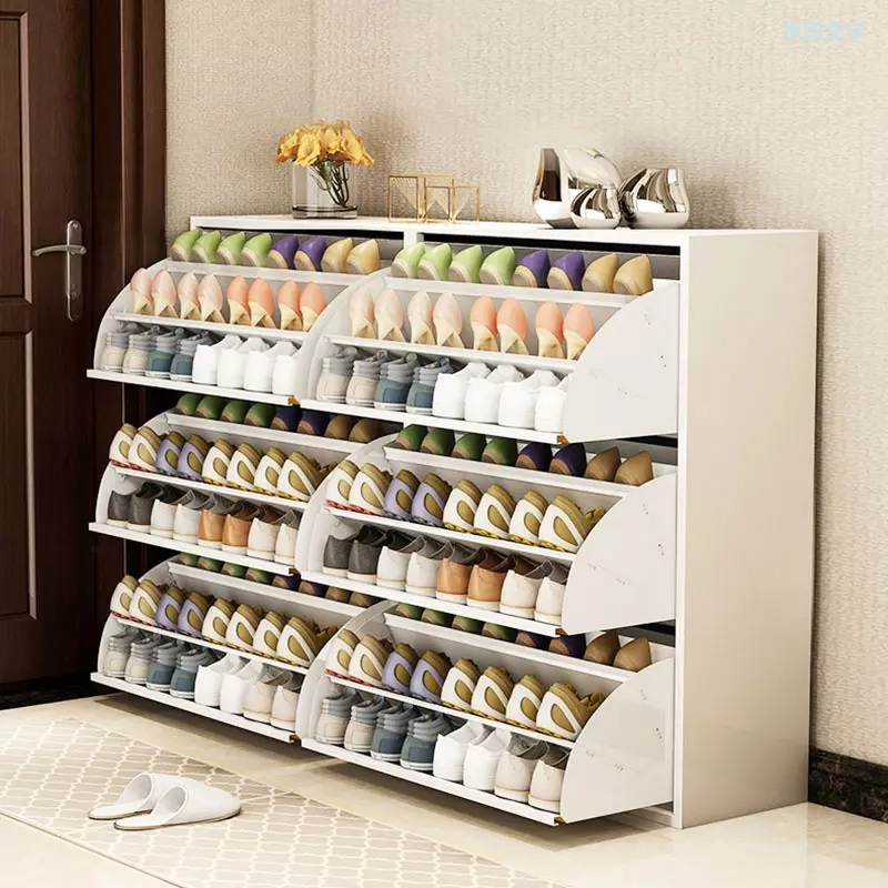 High Quality Modern Multi-Layer Storage Shoe Rack Slim Flip Out Shoe Cabinet Living Room Furniture pull-out shoe rack