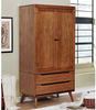 Furniture of America Belkor Mid-Century Modern Wood Armoire in Gray