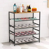 Living room furniture black 5-layer metal shoe stand wooden shoe cabinet entryway shoe storage rack