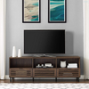 59 Inch Black and Dark Walnut Walker Modern Slatted Wood TV Stand 