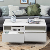 European Style High Glossy White Coffee Table with 4 Storage Drawers for Living Room