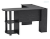 Modern Wooden Computer Table L-shaped Home Office Black Standing Corner Desk With Bookshelves