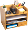 HOSTK New Office Modern Customization File Desktop Storage With Drawers Bamboo Desk Organizer Shelves