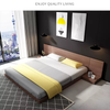Modern Simple Mdf Platform Bed Frame Queen King Size Wooden Bed with Bedside Table