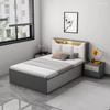 Modern space saving furniture bedroom functional storage single double storage children's leather twin beds