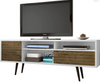 Comfort Liberty Mid-Century Modern Living Room TV Stand with Shelves and a Cabinet with Splayed Legs