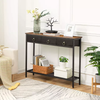 HOOBRO Wood Look Accent Entrance Console Table with 3 Drawers And Storage Mesh Shelves Entryway Table for Living Room Hallway