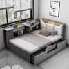 Modern space saving furniture bedroom functional storage single double storage children's leather twin beds