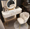 Modern Hollywood Set Gold Dressing Dresser Corner Bedroom Makeup Vanity Table Wholesale With Lights Mirror And Chair