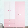 High quality large storage furniture pink color wooden baby bedroom wardrobes